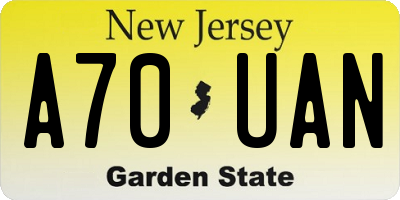NJ license plate A70UAN