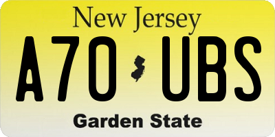 NJ license plate A70UBS