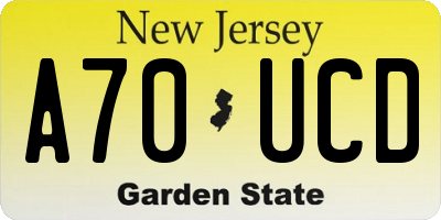 NJ license plate A70UCD