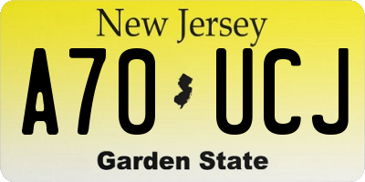 NJ license plate A70UCJ