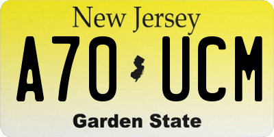 NJ license plate A70UCM