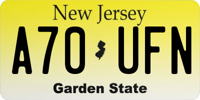 NJ license plate A70UFN