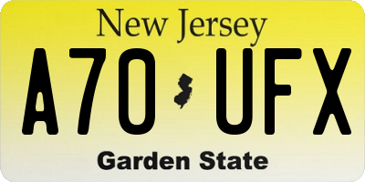 NJ license plate A70UFX