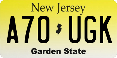 NJ license plate A70UGK