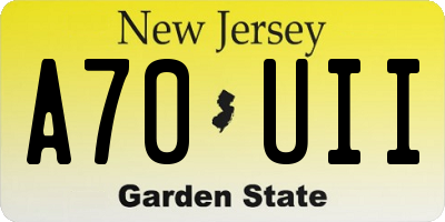 NJ license plate A70UII