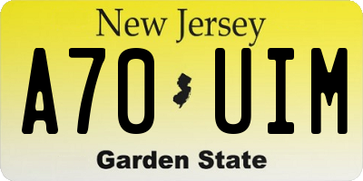 NJ license plate A70UIM