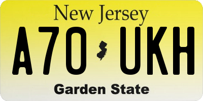 NJ license plate A70UKH