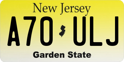 NJ license plate A70ULJ
