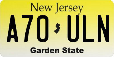NJ license plate A70ULN