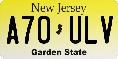 NJ license plate A70ULV