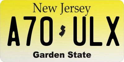 NJ license plate A70ULX