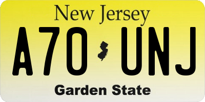 NJ license plate A70UNJ
