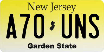 NJ license plate A70UNS