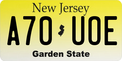 NJ license plate A70UOE