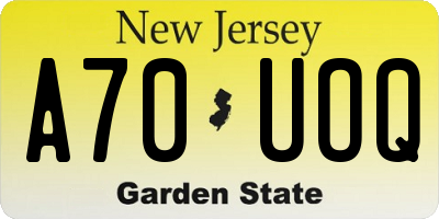 NJ license plate A70UOQ