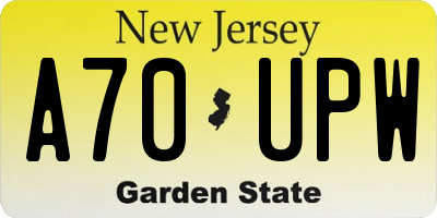 NJ license plate A70UPW