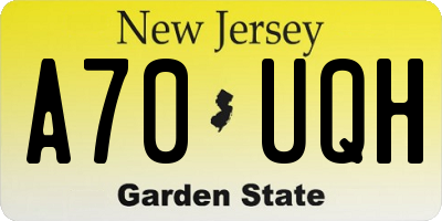 NJ license plate A70UQH