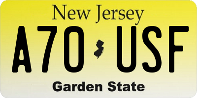 NJ license plate A70USF