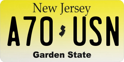 NJ license plate A70USN