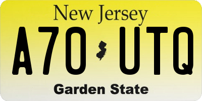 NJ license plate A70UTQ