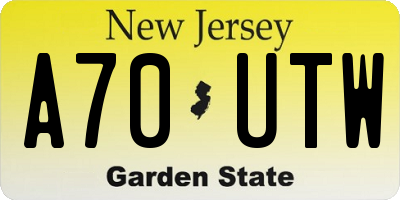 NJ license plate A70UTW