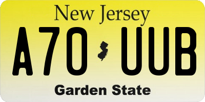 NJ license plate A70UUB