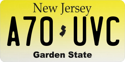NJ license plate A70UVC