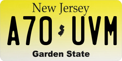 NJ license plate A70UVM