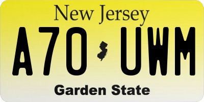 NJ license plate A70UWM