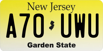 NJ license plate A70UWU