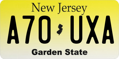 NJ license plate A70UXA