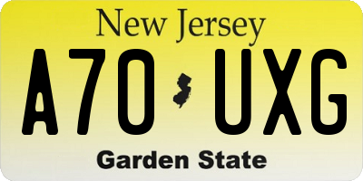NJ license plate A70UXG