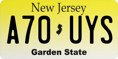 NJ license plate A70UYS