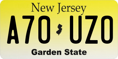 NJ license plate A70UZO
