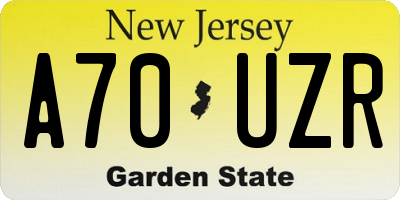 NJ license plate A70UZR
