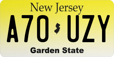 NJ license plate A70UZY