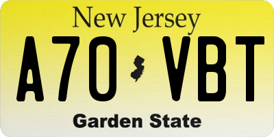 NJ license plate A70VBT