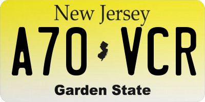 NJ license plate A70VCR