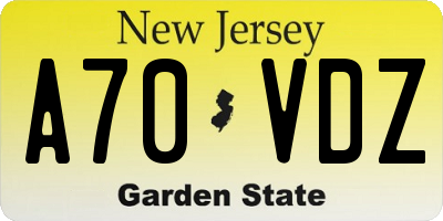 NJ license plate A70VDZ