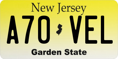 NJ license plate A70VEL