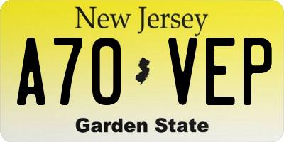 NJ license plate A70VEP