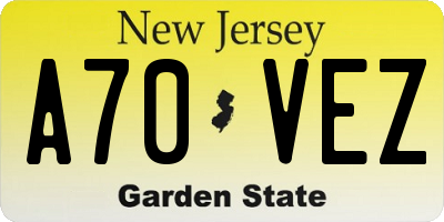 NJ license plate A70VEZ
