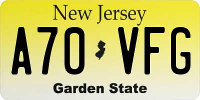 NJ license plate A70VFG