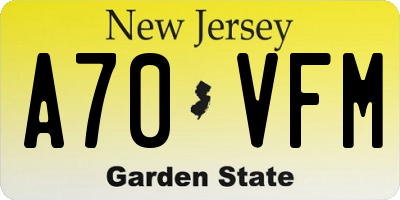 NJ license plate A70VFM