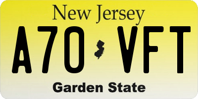NJ license plate A70VFT