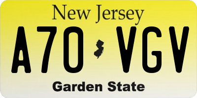 NJ license plate A70VGV