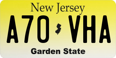 NJ license plate A70VHA