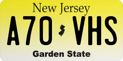 NJ license plate A70VHS