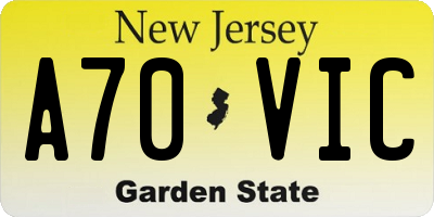 NJ license plate A70VIC