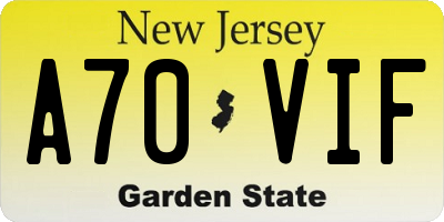 NJ license plate A70VIF